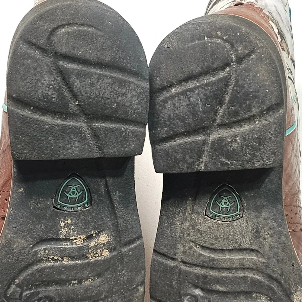 Ariat Kids Western Boots Camo Print Leather‎ Turquoise Square Toe Size 4.5 - Picture 7 of 10